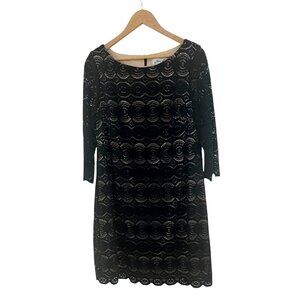 Black‎ Lace Scalloped Shift Dress Size 12 Special Occasion Wedding Evening Party